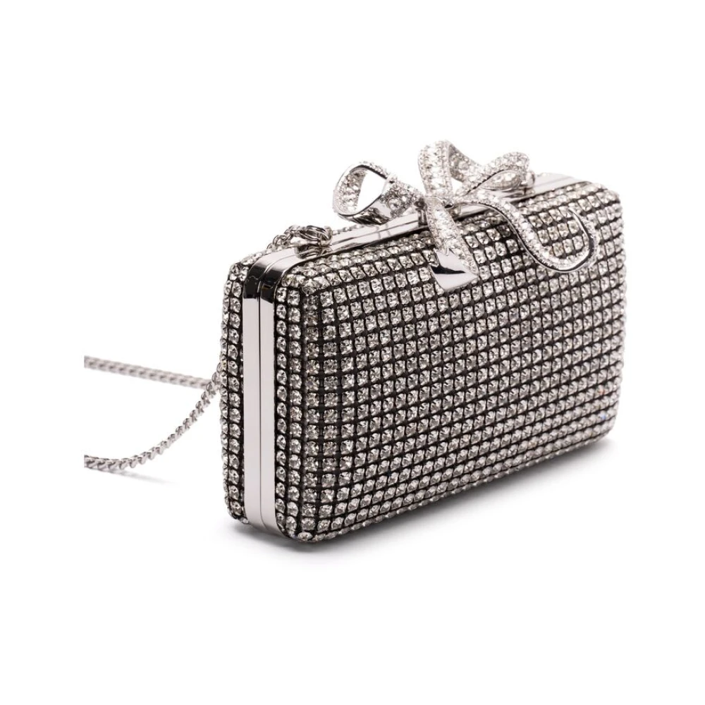 Self Portrait Strik Detail Zilver-tone Clutch Tas Gray Dames
