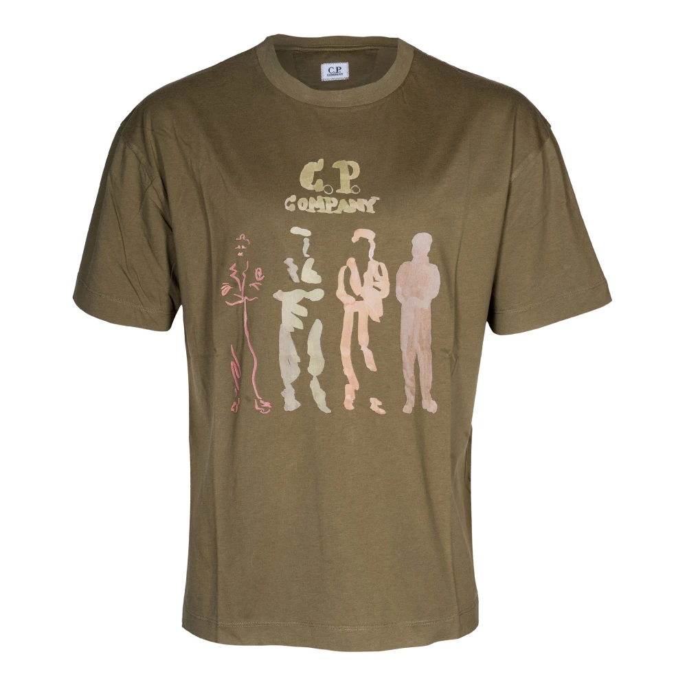C.p. Company Men's Green 30/1 Jersey Short Sleeve Logo T-Shirt