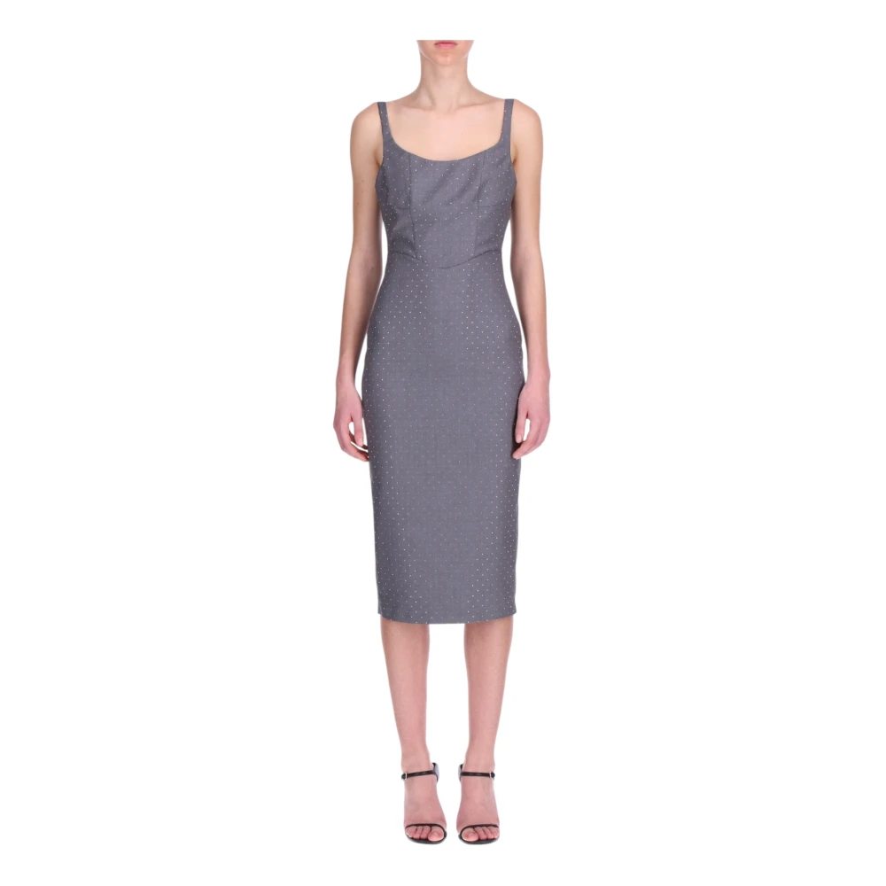 Ermanno Scervino Leisteen Grijs Kristalversierde Jurk Gray Dames