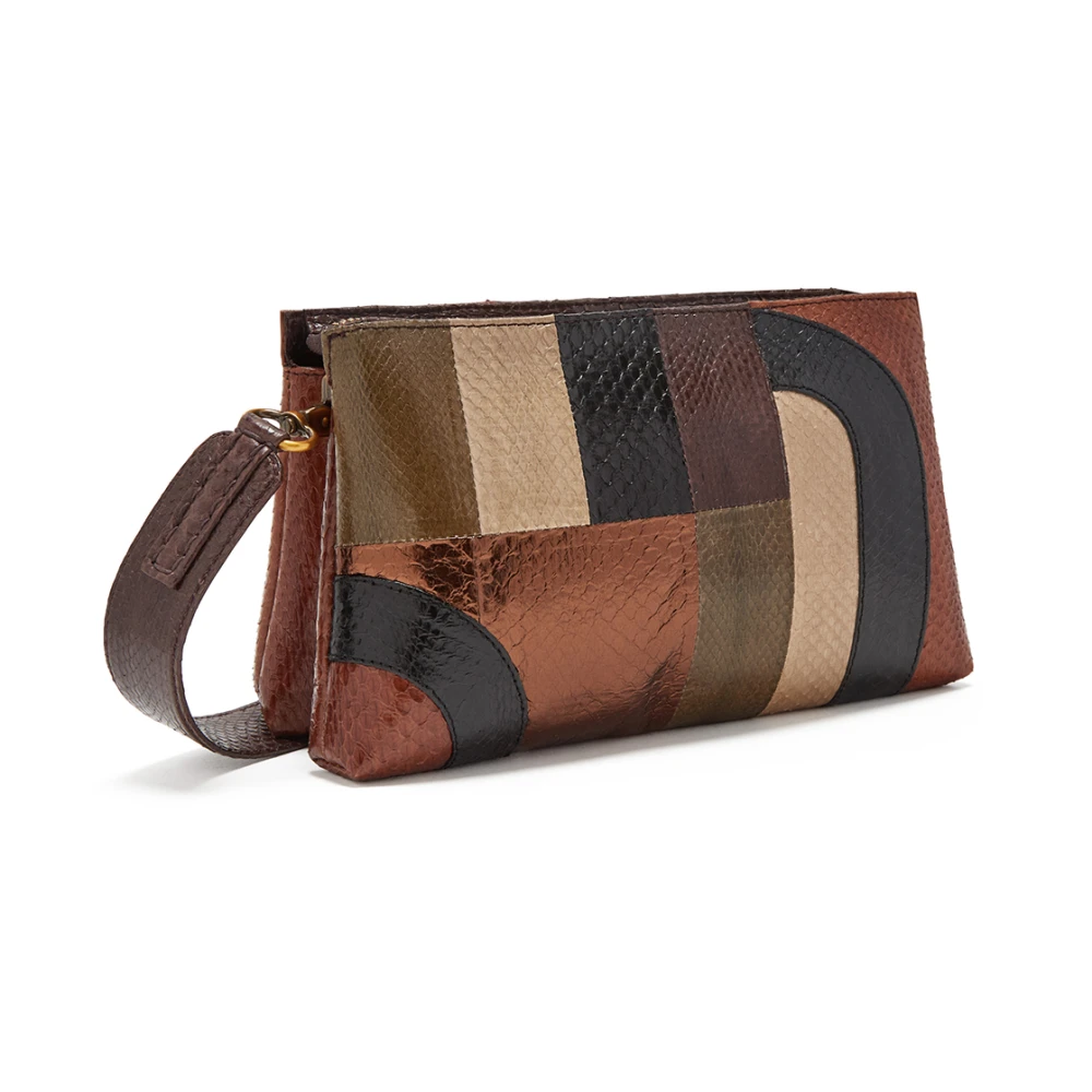 Maliparmi Kleine Exotische Intarsia Crossbody TAS Brown Dames