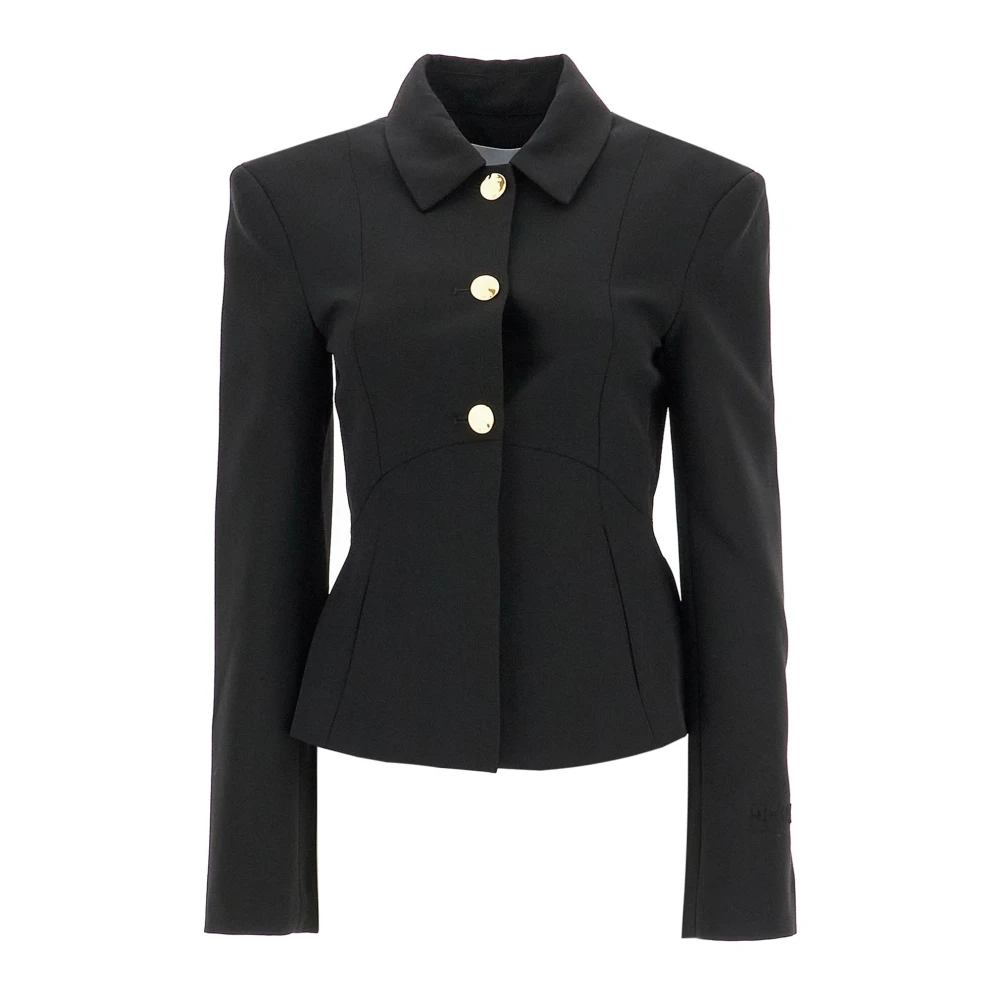 Ganni Slanke Silhouet Technische Twill Blazer Black Dames