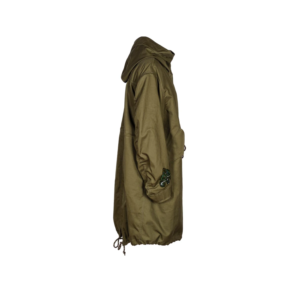 bazar deluxe Lange geborduurde parka met afneembaar vest Green Dames