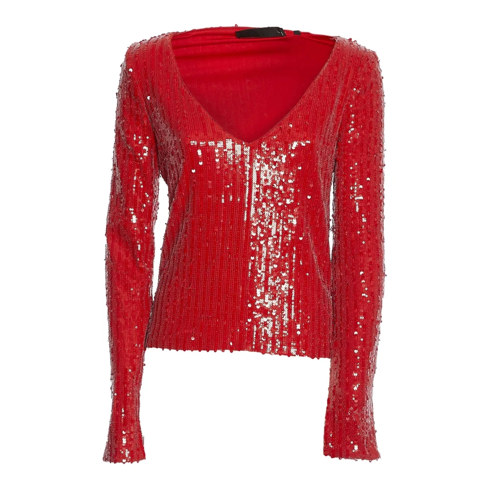 Rotate Birger Christensen Zilveren Paillet Mini Rok Red Dames