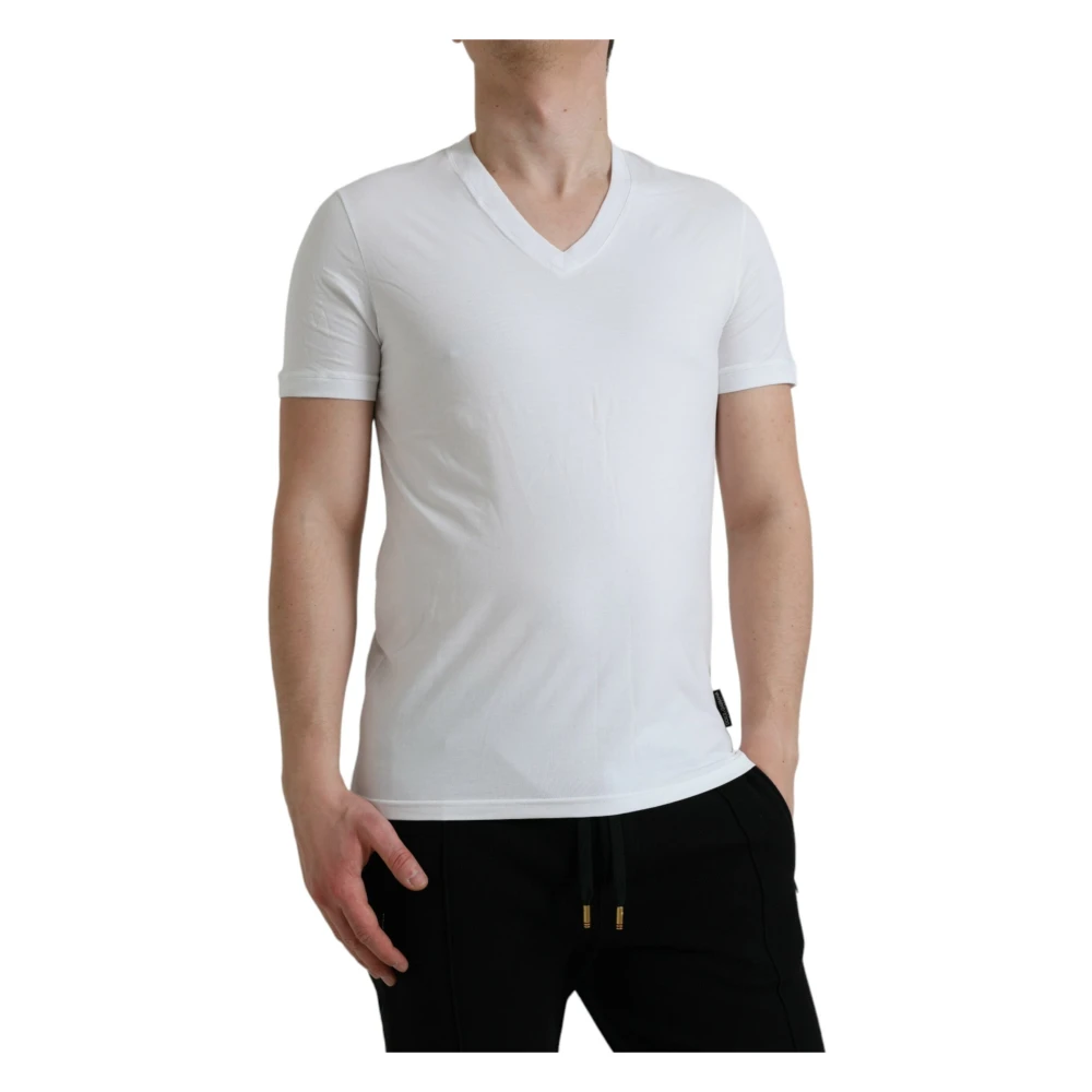 Dolce & Gabbana Wit V-hals T-shirt Ondergoed White Heren
