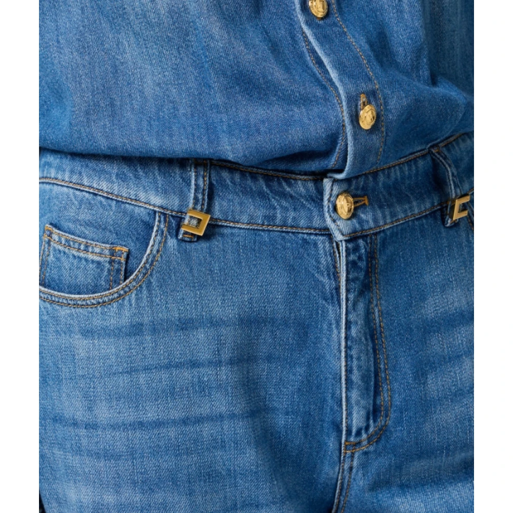 Elisabetta Franchi Blauwe Denim Jumpsuit met Palazzo Broek Blue Dames
