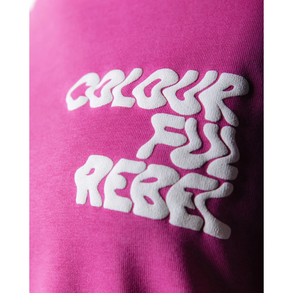 Colourful Rebel Logo Wave Oversized Tee Pink Dames
