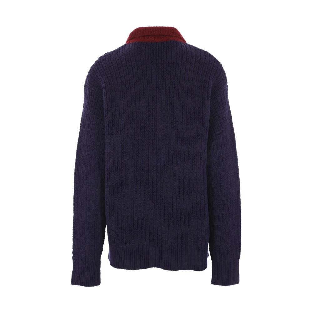 Namacheko Blauwe Wol Mohair Polo Sweater Blue Heren