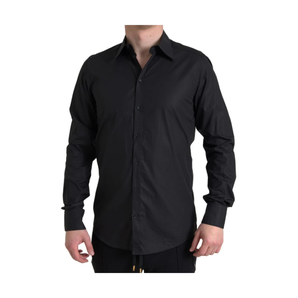 Dolce & Gabbana Klassiek Zwart Katoenen Overhemd Black Heren