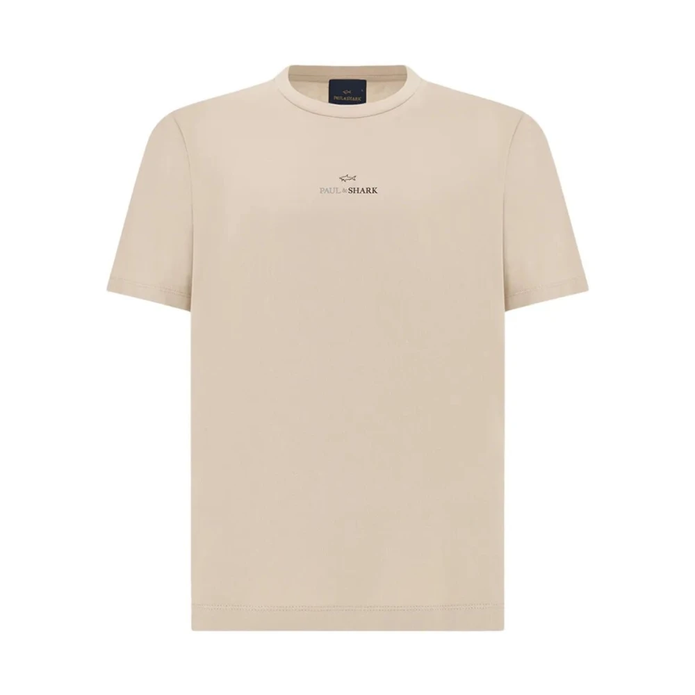 Paul & Shark Men's Beige T-Shirts, M, Cotton Jersey T-Shirt With Print