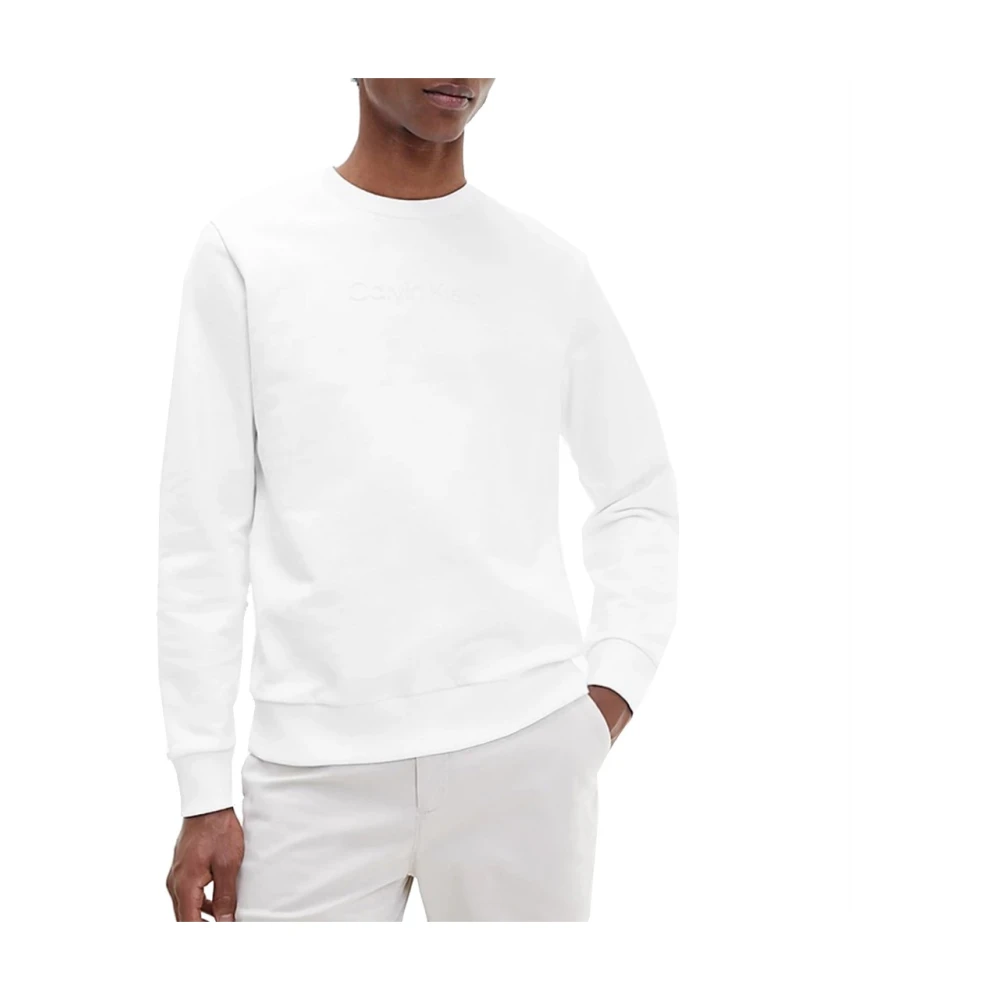 Calvin Klein Modern Sweatshirt met Logo op de Voorkant White Heren