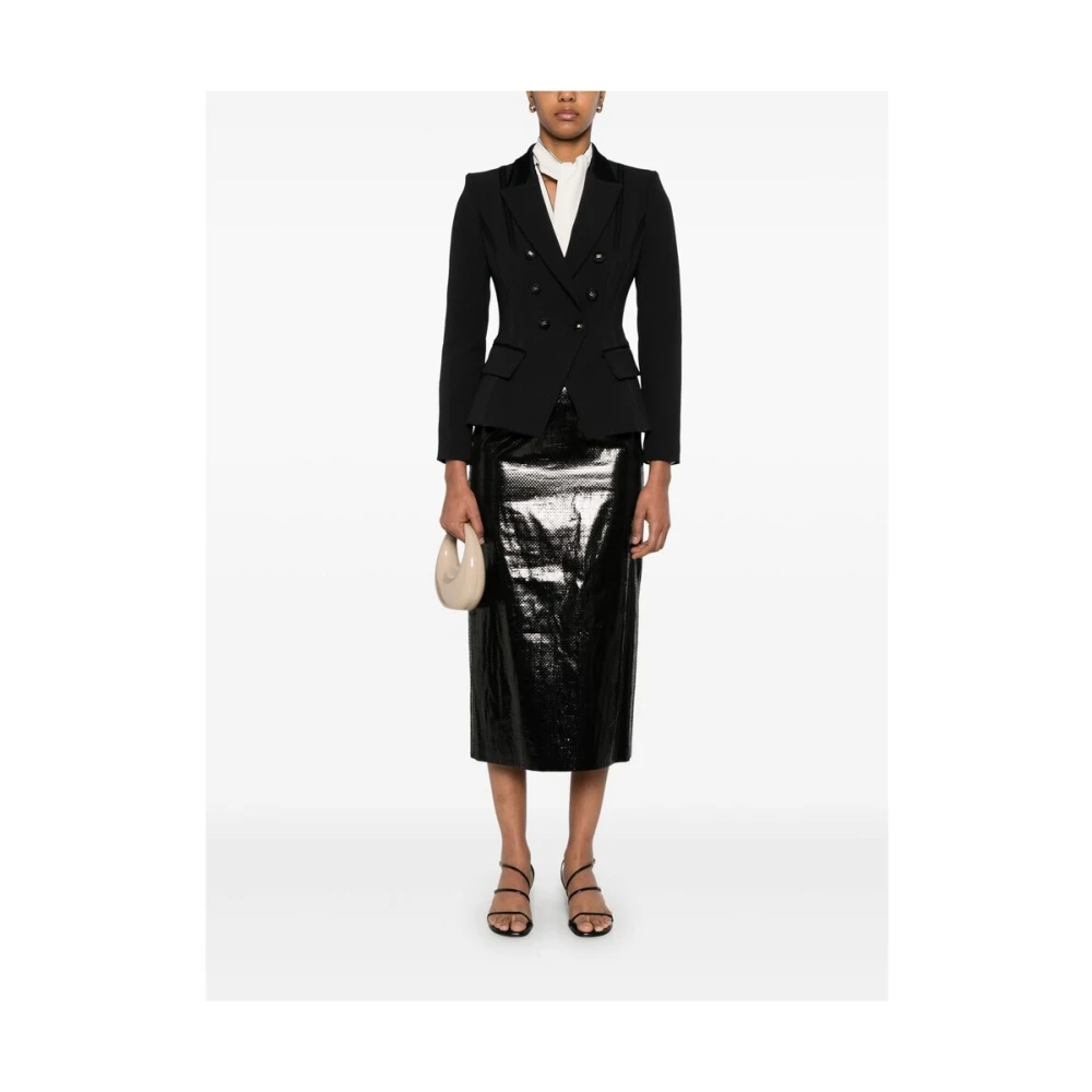 Elisabetta Franchi Zwarte double-breasted jas met klepzakken Black Dames