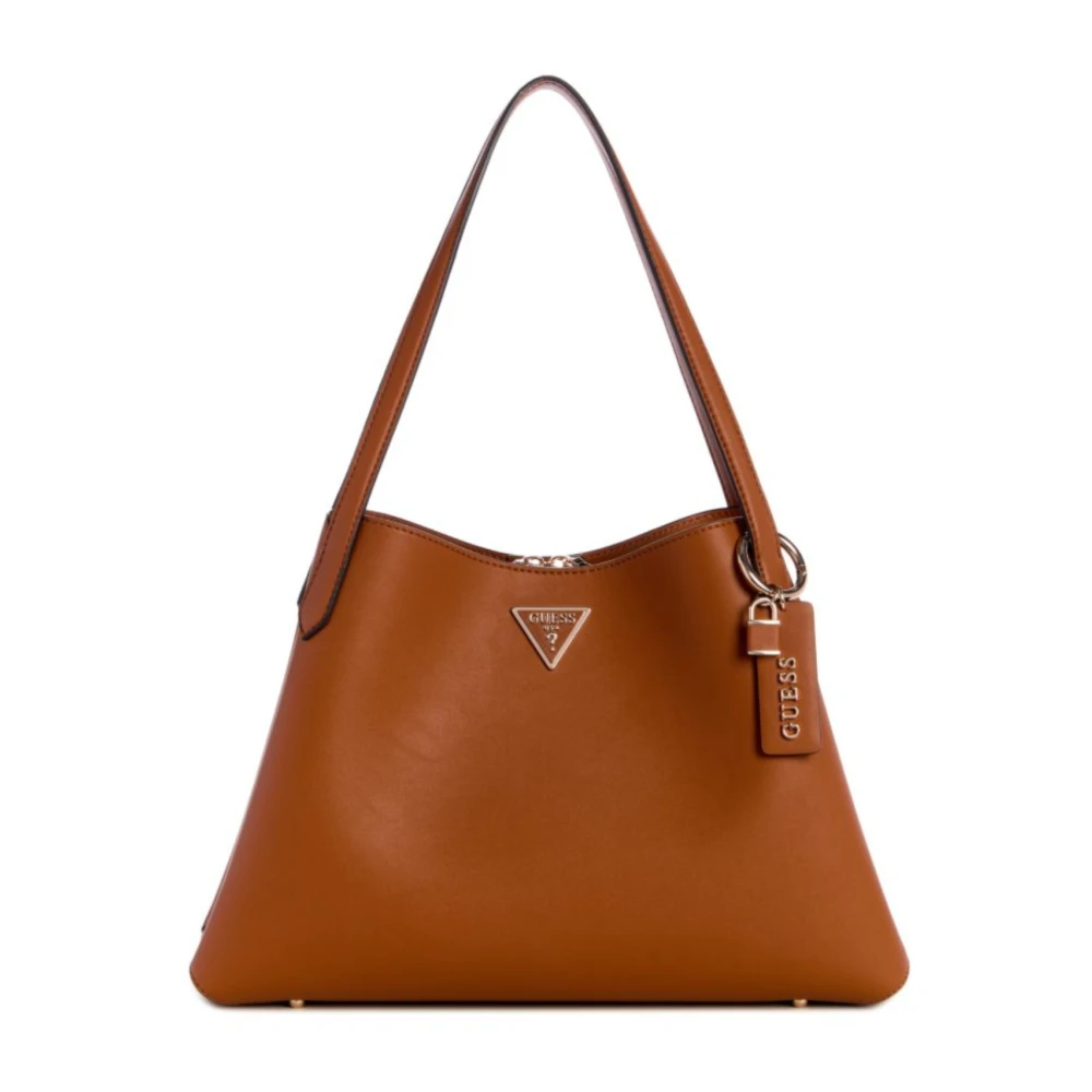 Guess Cognac Schoudertas met Afneembare Logohanger Brown Dames