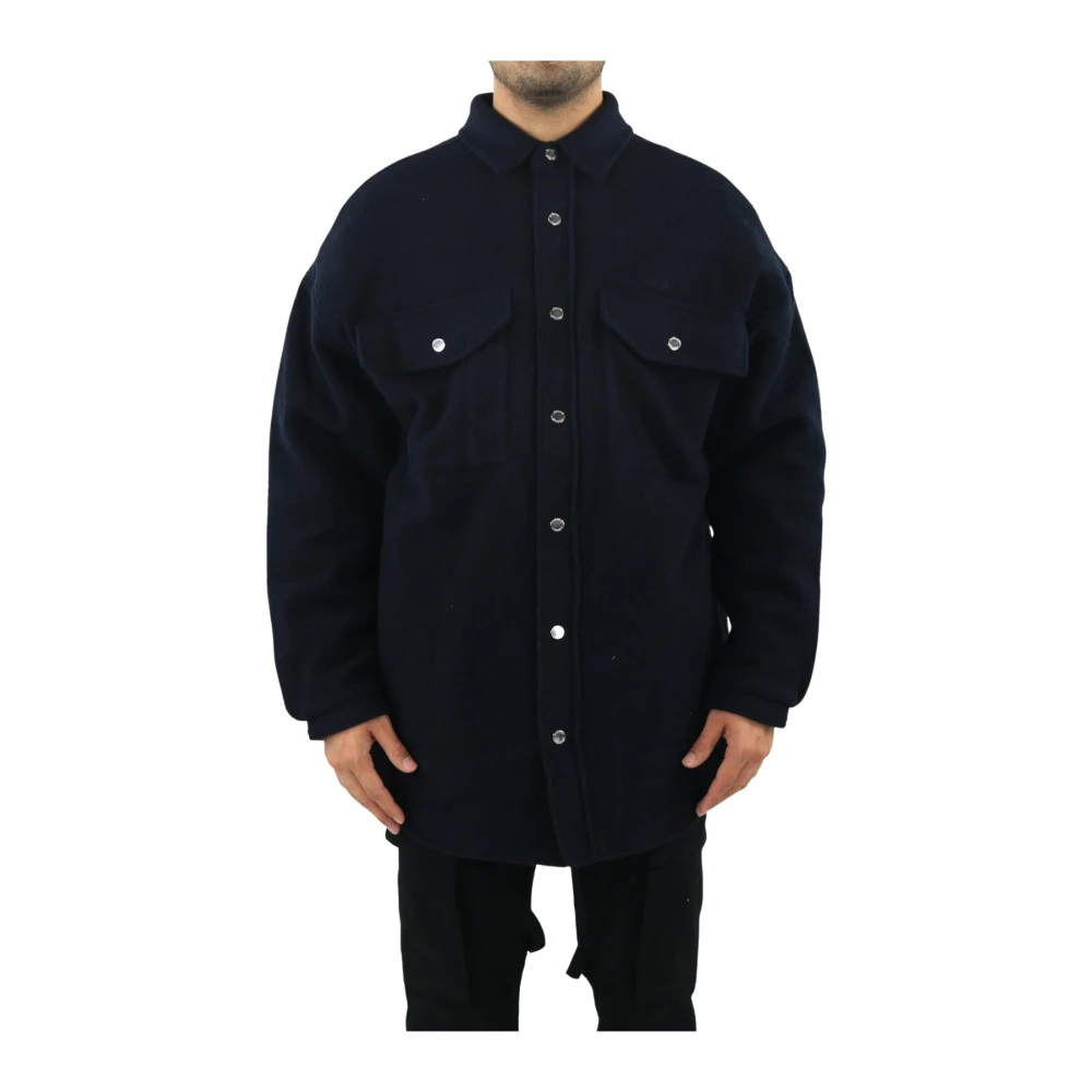 Oversized Shirt Coat Navy Blue