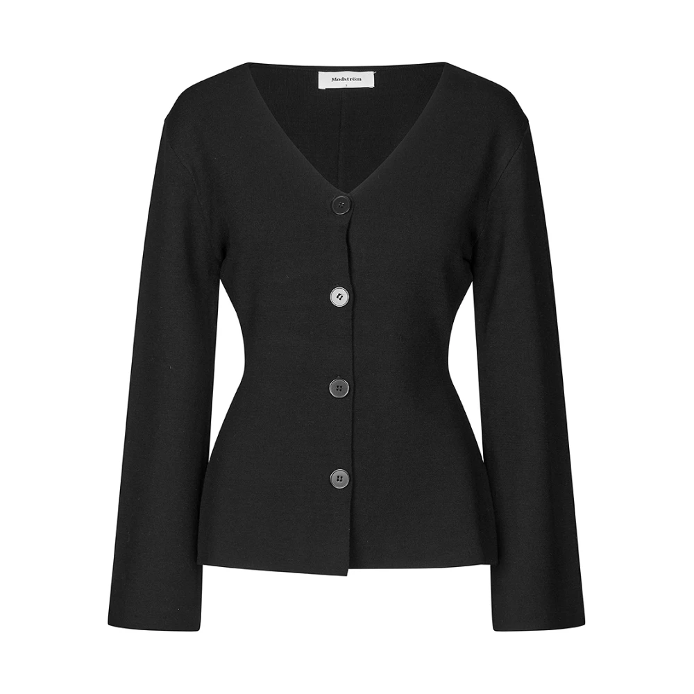 Modström Zwarte Cardigan met V-hals Black Dames