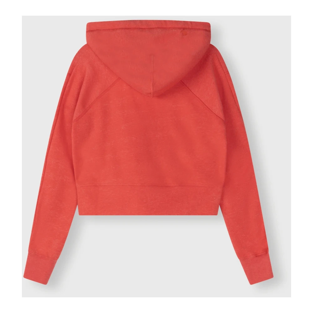10Days Relaxed Fit Hooded Crop Sweater Red Dames