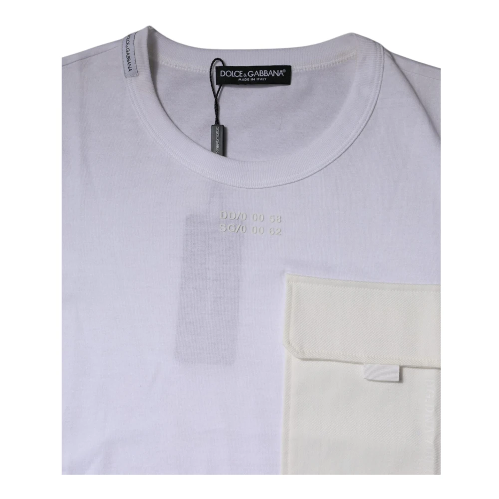 Dolce & Gabbana Witte Katoenen Crew Neck T-shirt met Zak White Heren