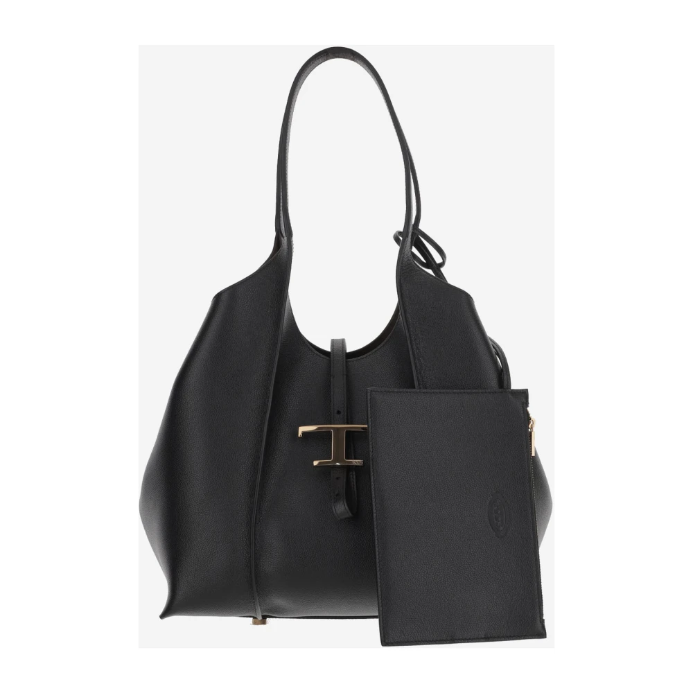 TOD'S Tijdloze leren hobo T-tas Black Dames
