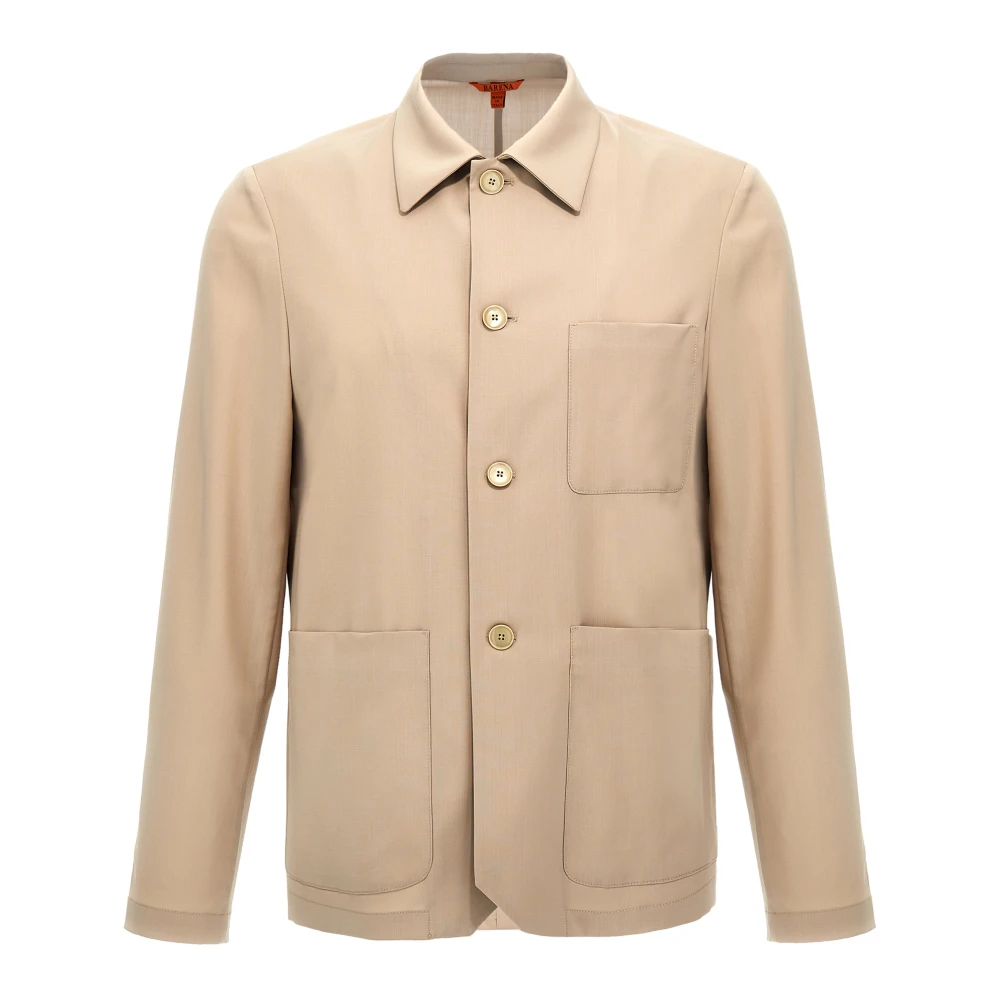 Barena Venezia Men's Beige Visal Tropical Wool Overshirt