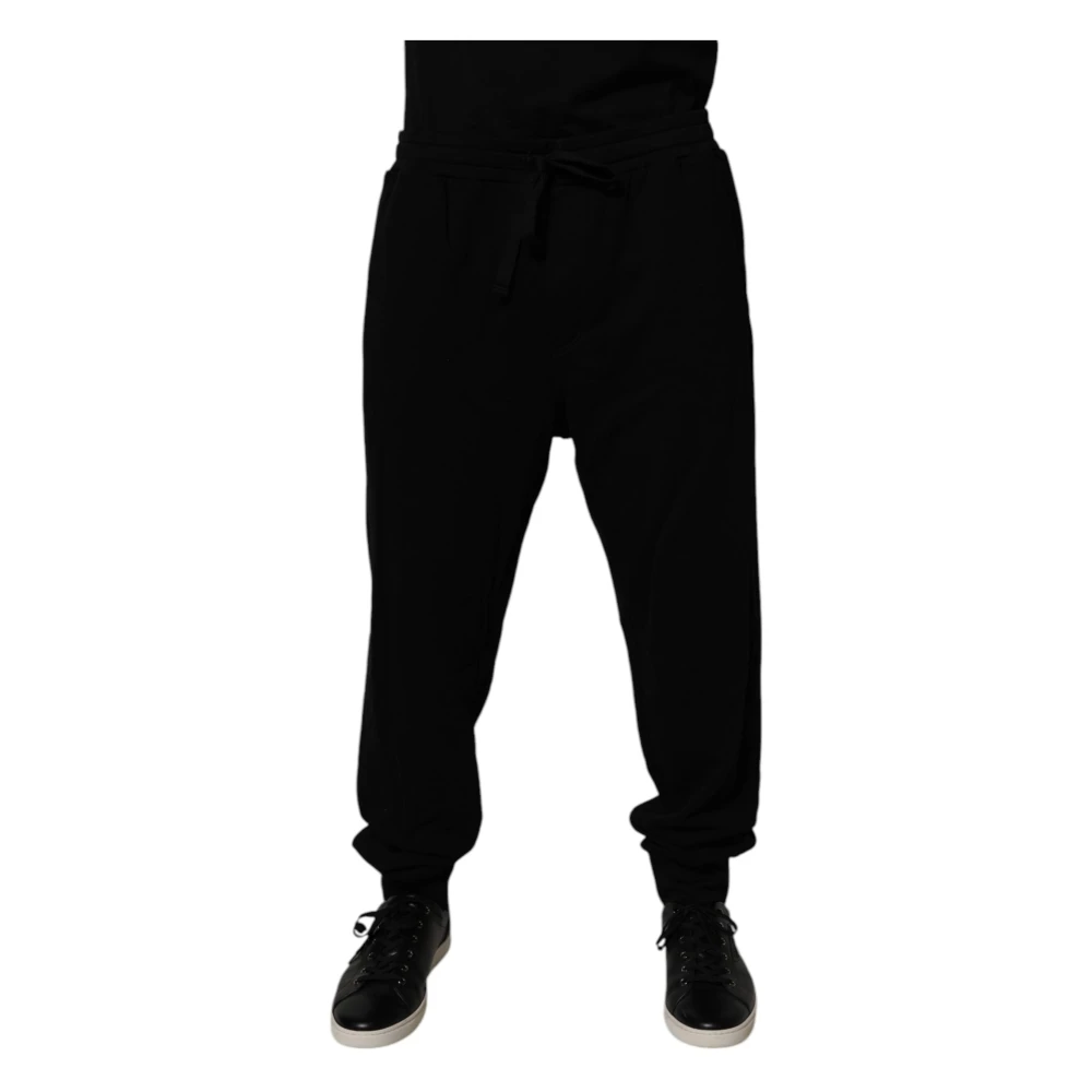 Dolce & Gabbana Men's Black Sweatpants,, Cotton Crown Logo Jogger Trousers 4XL