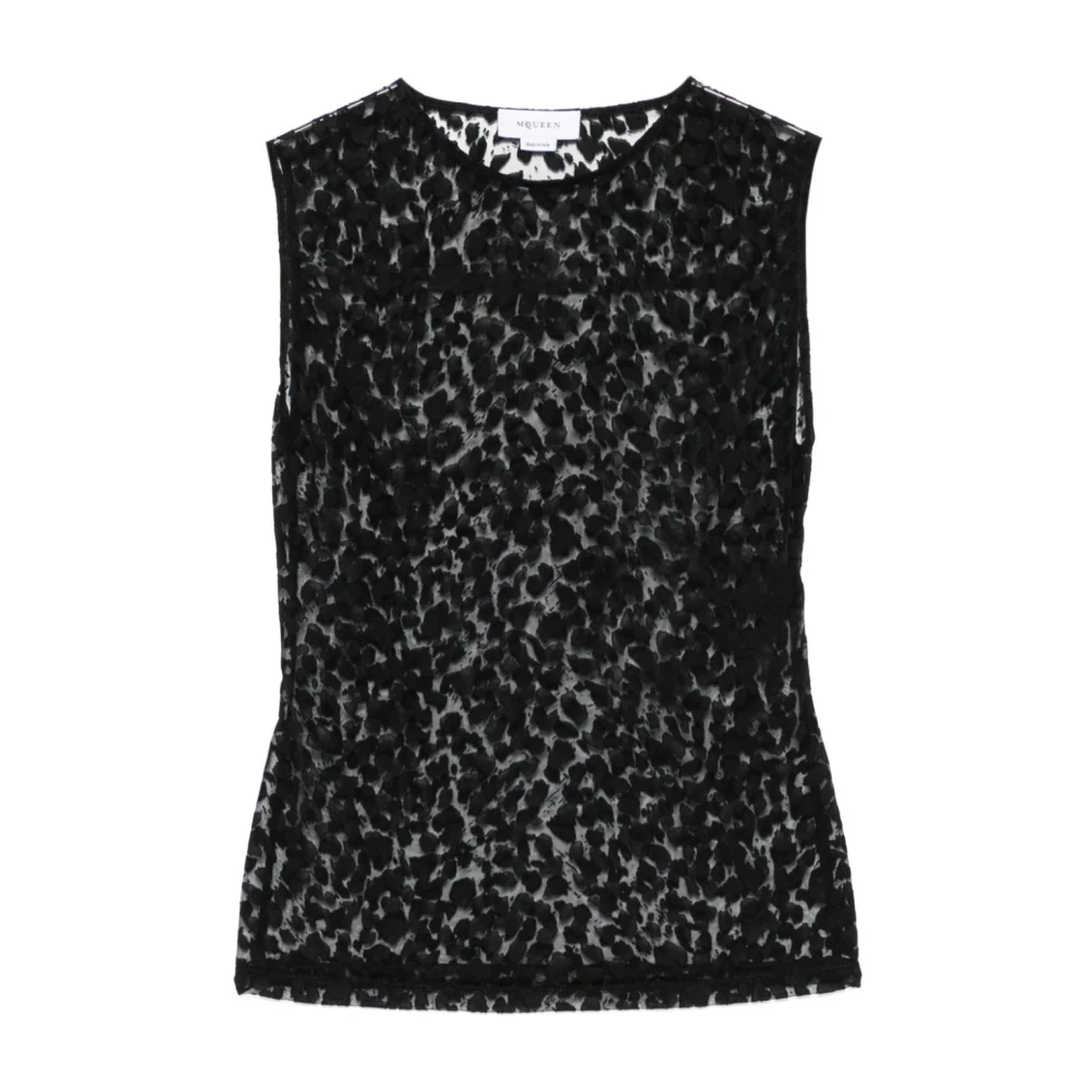 alexander mcqueen Luipaardprint Mouwloze Top Zwart Black Dames