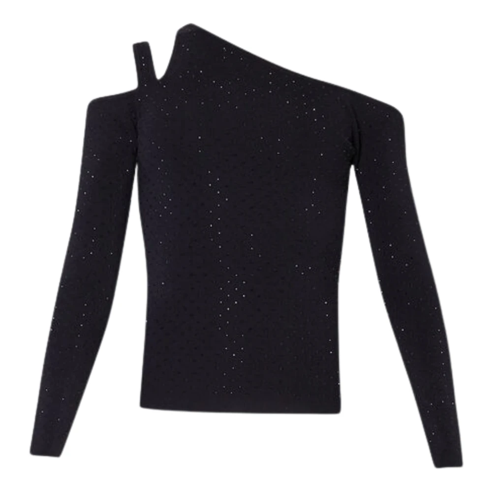 Liu Jo Zwarte Sweaters met Cut Out Strass Black Dames