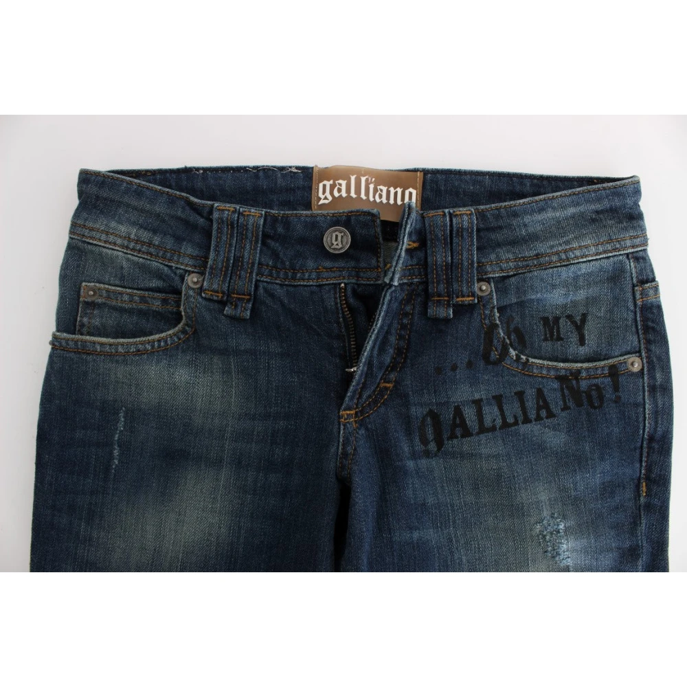 John Galliano Slim Fit Blauwe Wassing Jeans Blue Dames