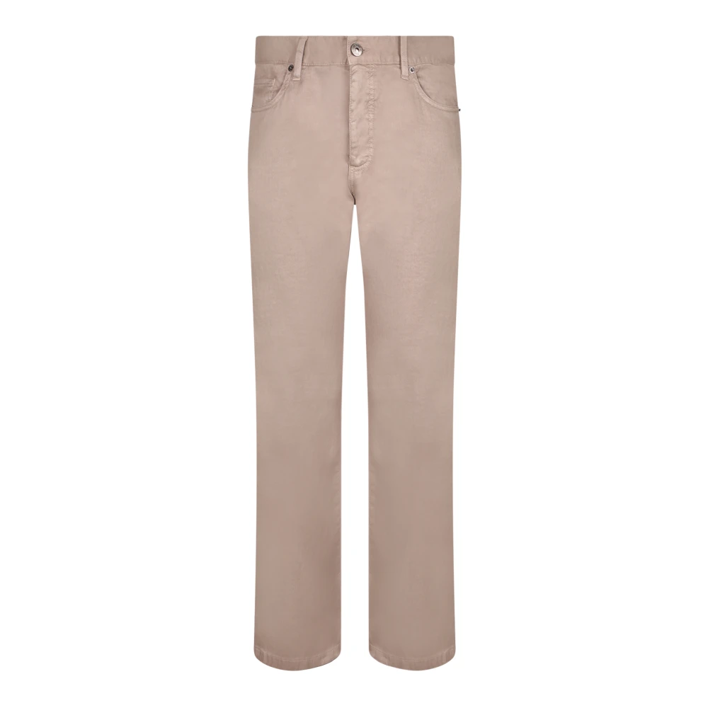 Zegna Beige Straight Fit Jeans, Male, W34, Straight Jeans