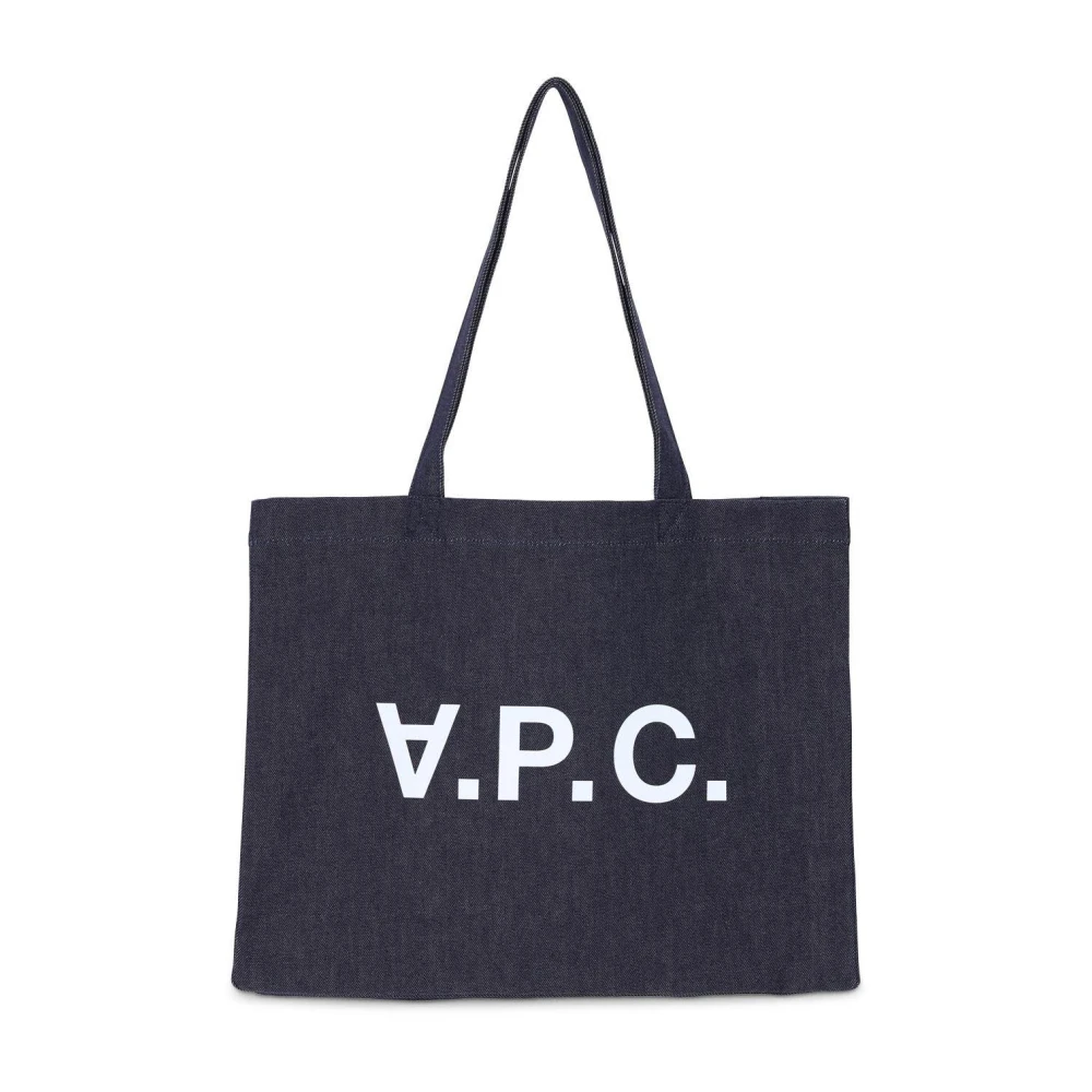 A.p.c. Logo Tote Bag i japanskt denim Blue, Dam