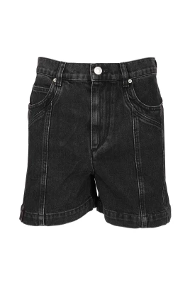Wide Five-Pocket Cotton Denim Shorts