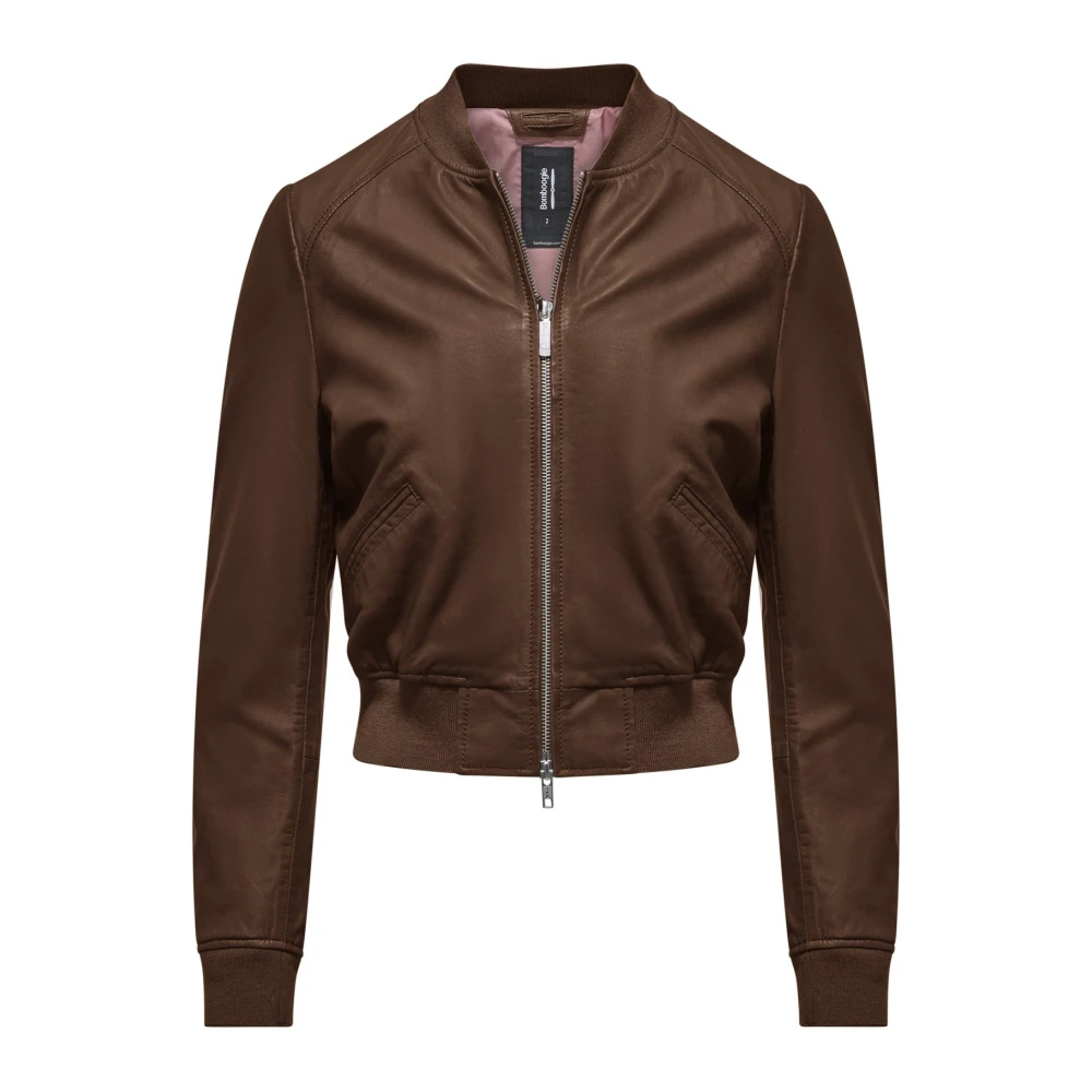 BomBoogie Leren Bomberjack Brown Dames