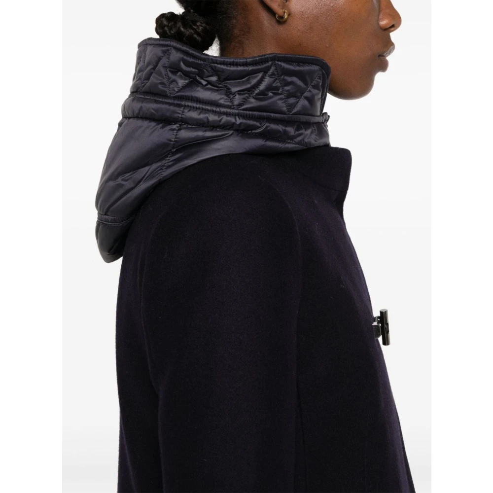 Fay Blauwe Wol Lange Hoodiejas Blue Dames