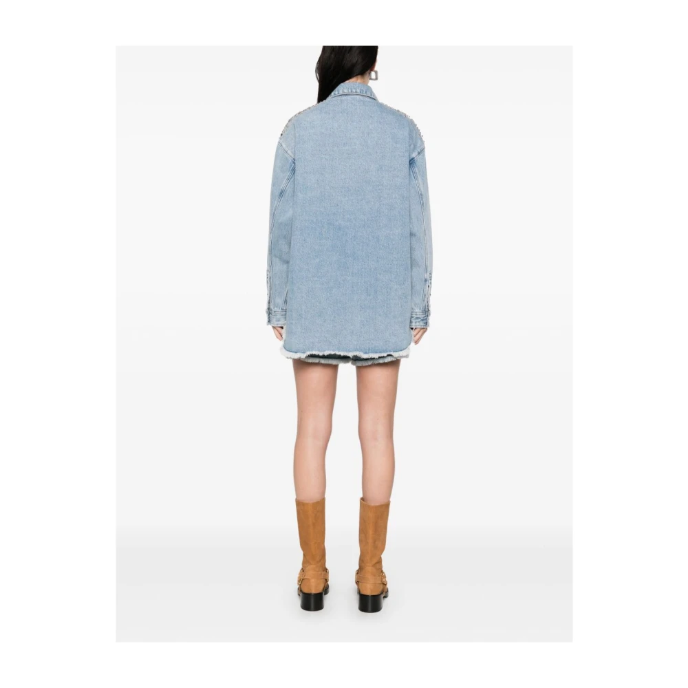 IRO Blauwe knoopshirt met studversiering Blue Dames