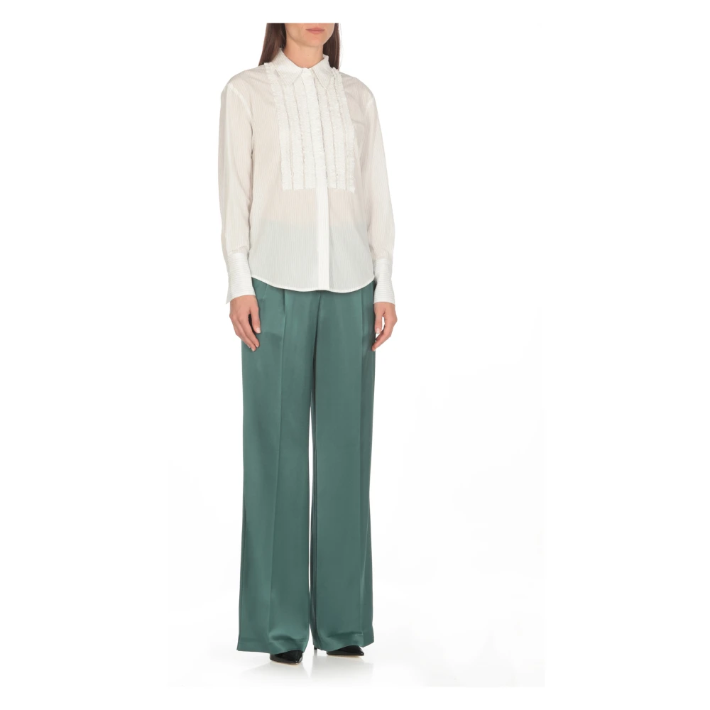 pinko Gestreepte Viscose Shirt met Kraag White Dames