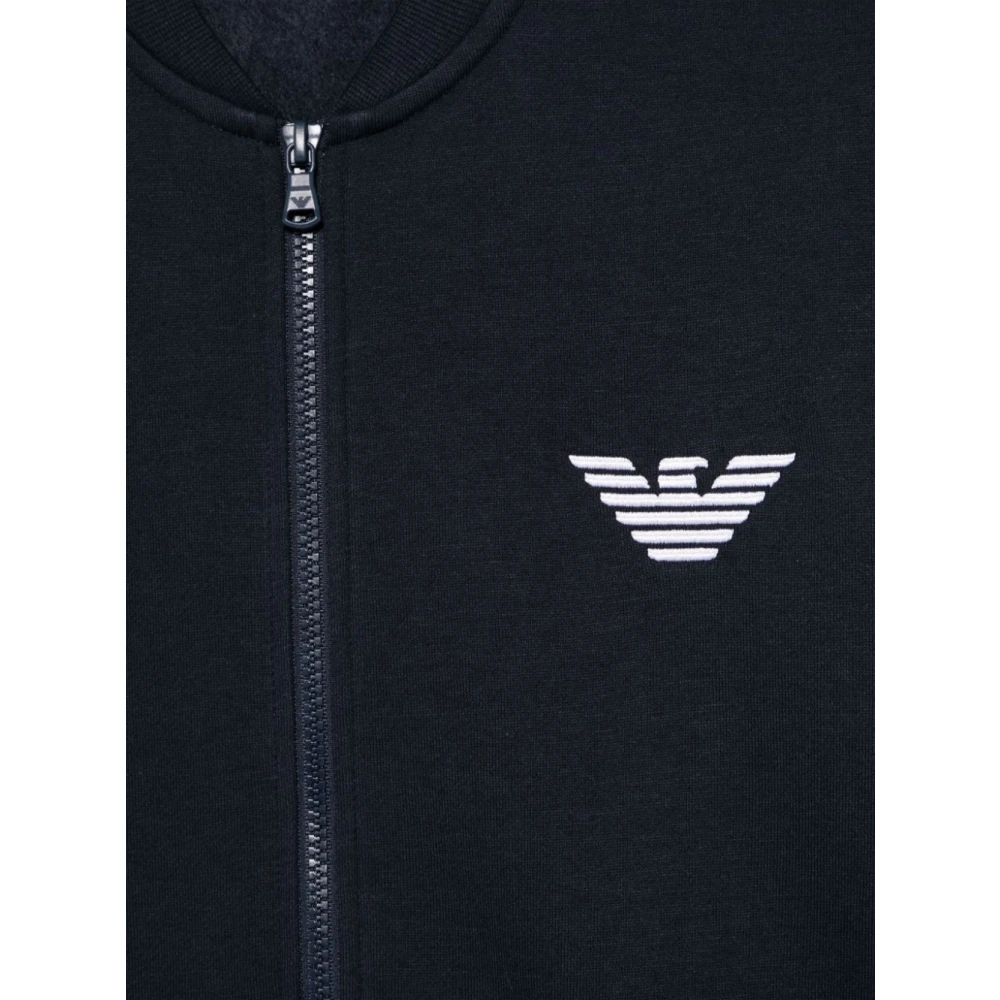 Emporio Armani Blauwe Sweater met Ritssluiting Blue Heren