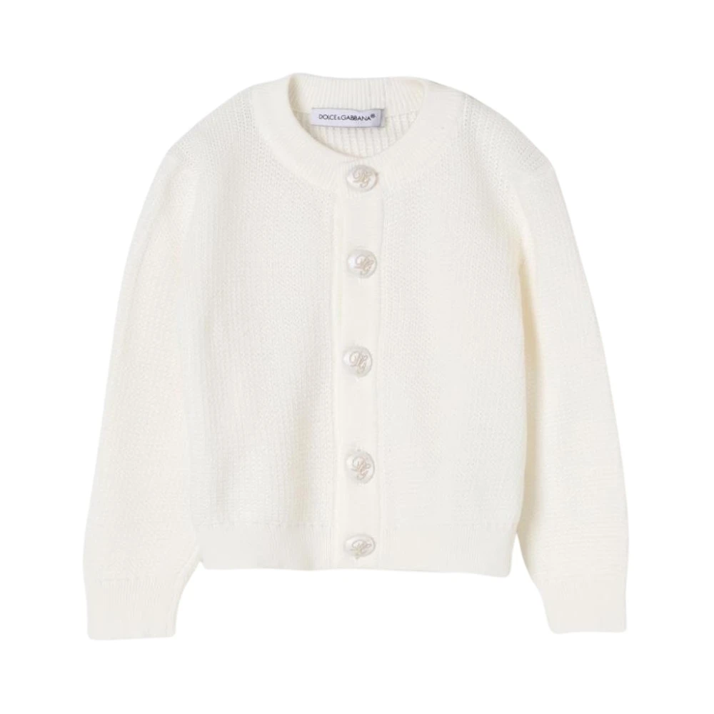 White Knitted Cardigan with Pearl Buttons - Dolce & Gabbana - Modalova