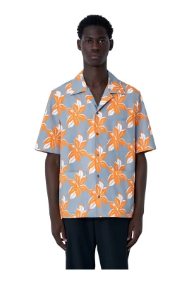 Tryckt Poplin Button-Down Skjorta