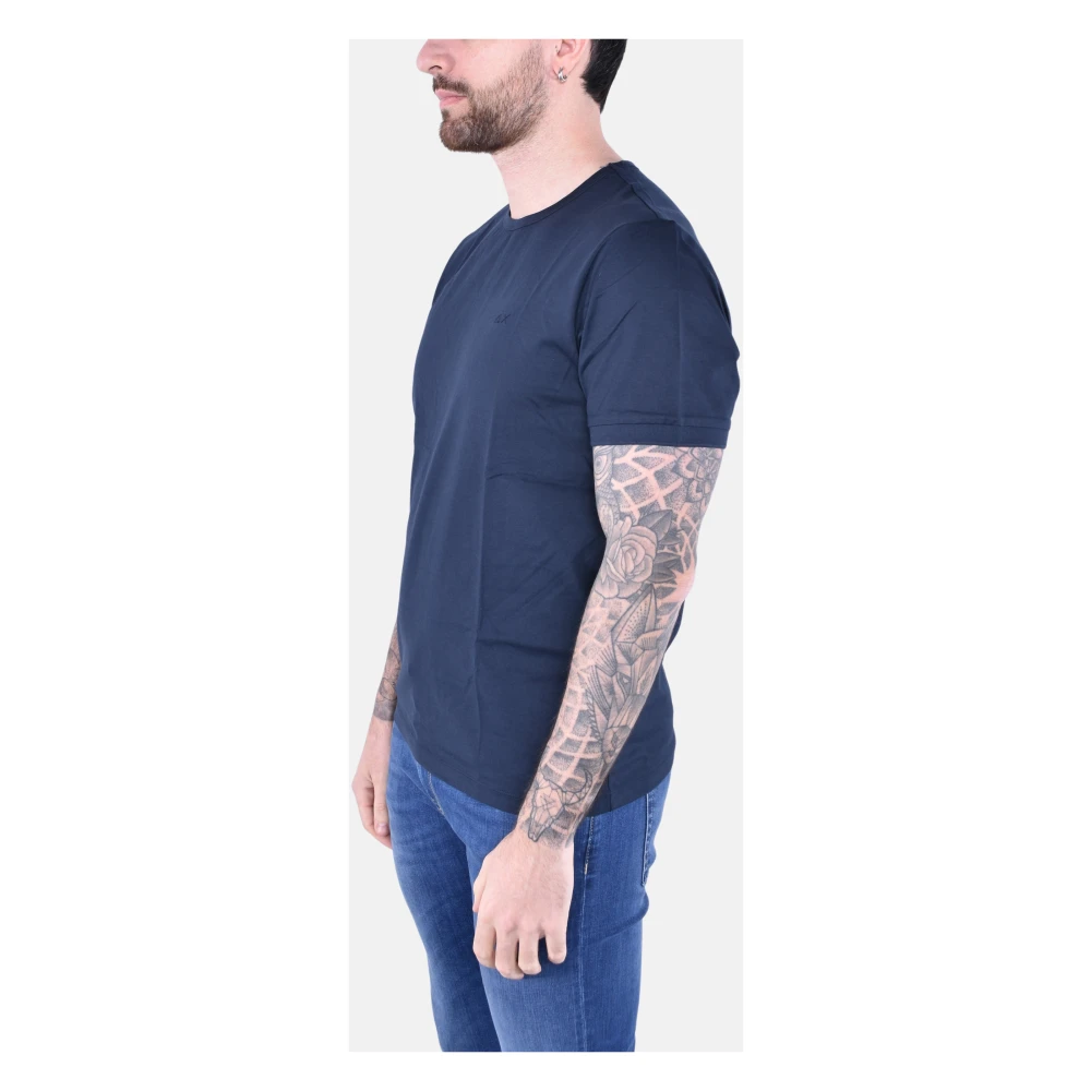 Sun68 Gemerceriseerd Jersey T-shirt Korte Mouw Blue Heren