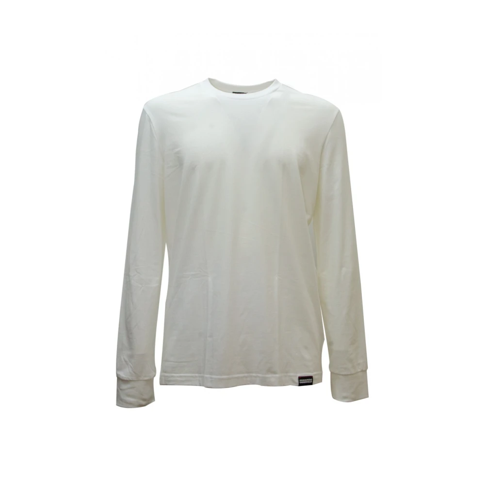 Dsquared2 Witte T-shirt met lange mouwen en logo White Heren