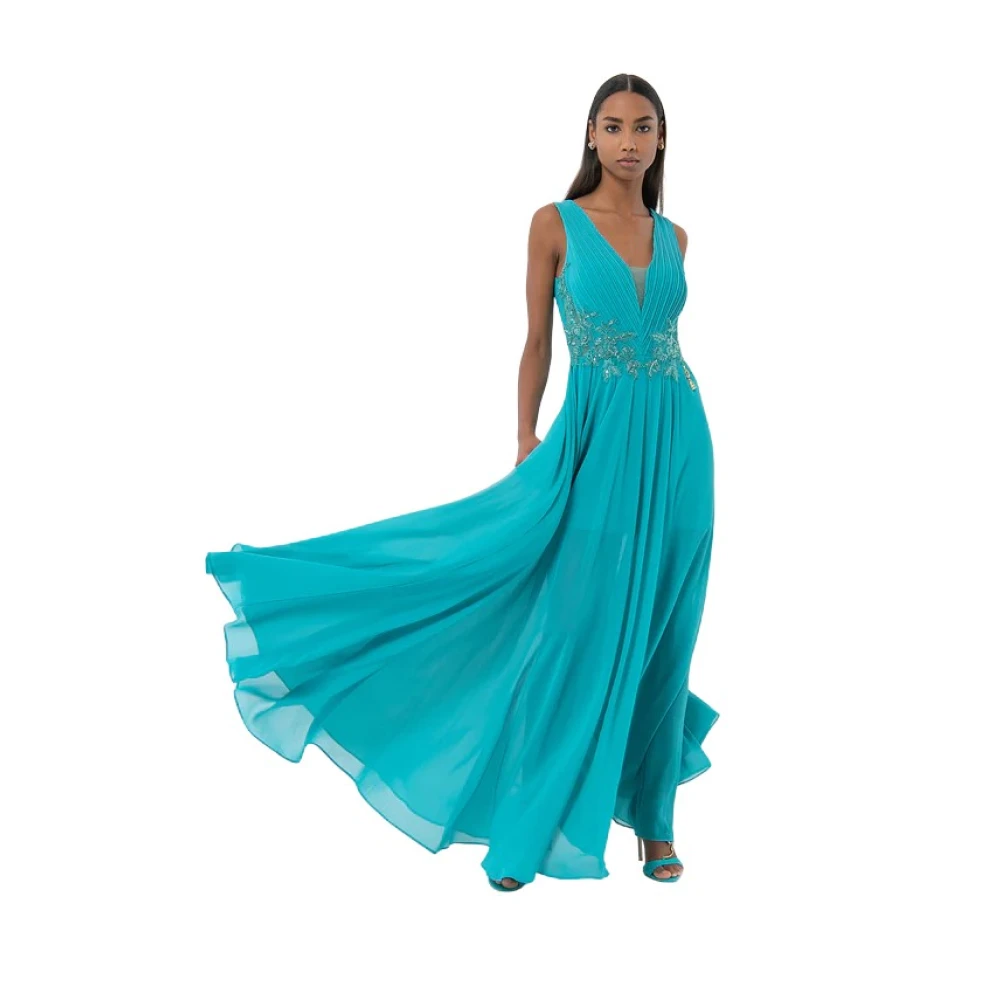 Fracomina Turquoise Jurk Collectie Blue Dames