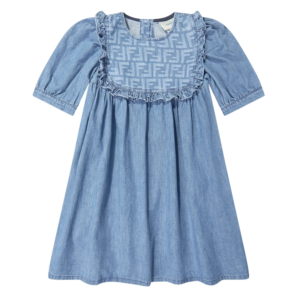 Fendi Girls Blue Chic Light Denim Dress In - Dresses - 12 Y - Kids