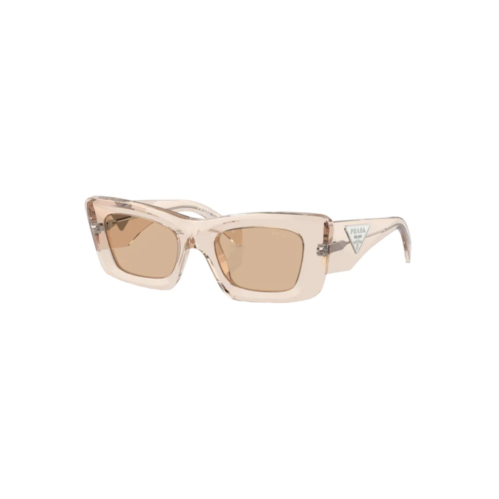 Prada Transparenta Cat-Eye Solglasögon med Logo-Plaque Beige, Dam