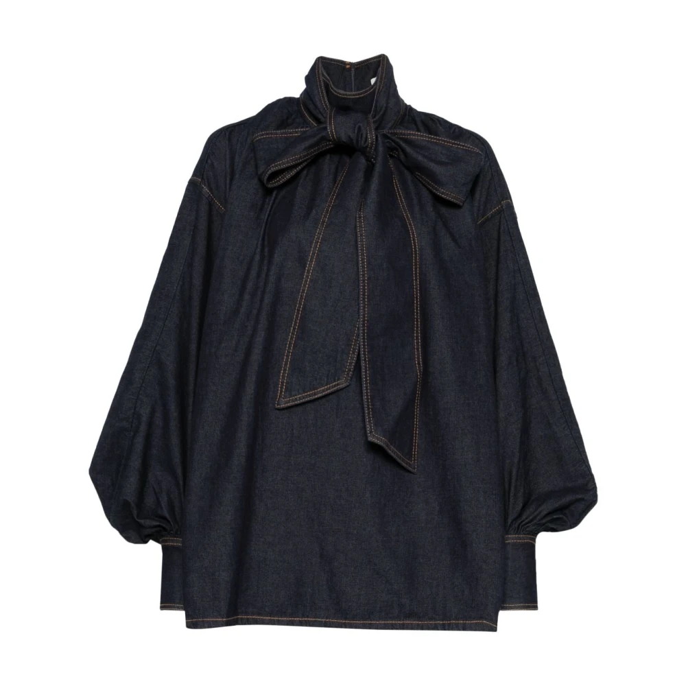 Zimmermann Denim Shirt Illustration Blouse Sky Blue Dames