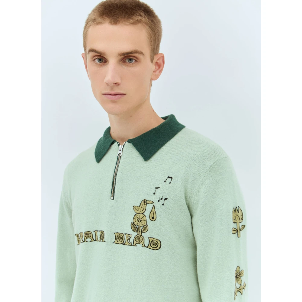 Brain Dead Gebreide half-zip sweatshirt met logo Green Heren