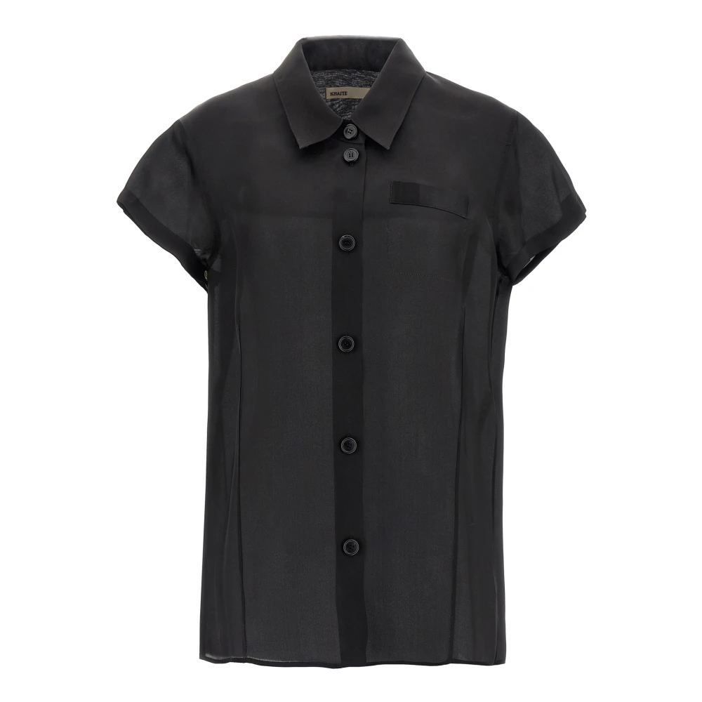 Khaite Women's Black Keefe Semi-Transparent Silk Organza Shirt