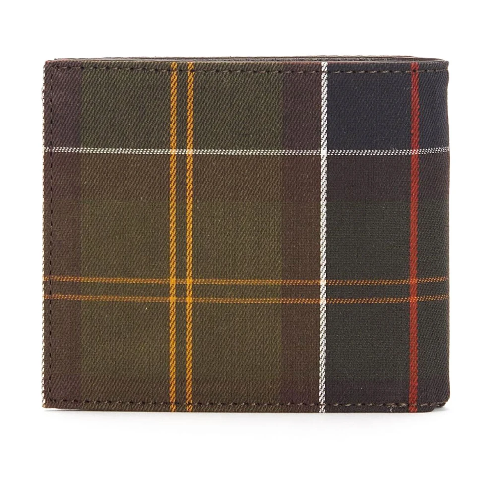 Barbour Groene Tartan Leren Portemonnee Green Heren