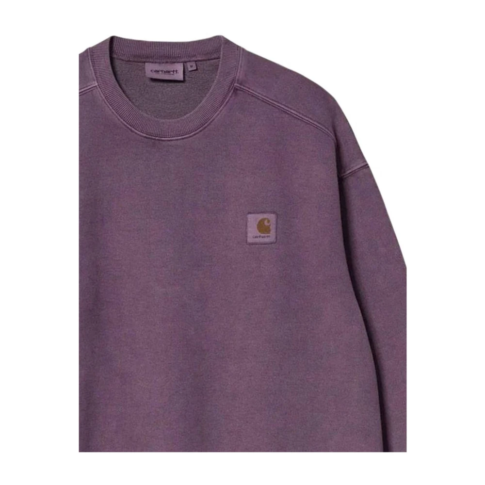 Carhartt WIP Katoenen Crew Neck Sweater met Logo Purple Heren