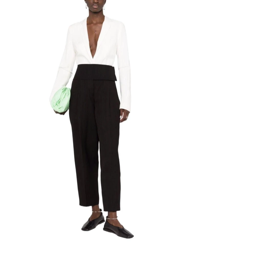 Jil Sander Zwarte Viscose Lin Broek Ss22 Black Dames