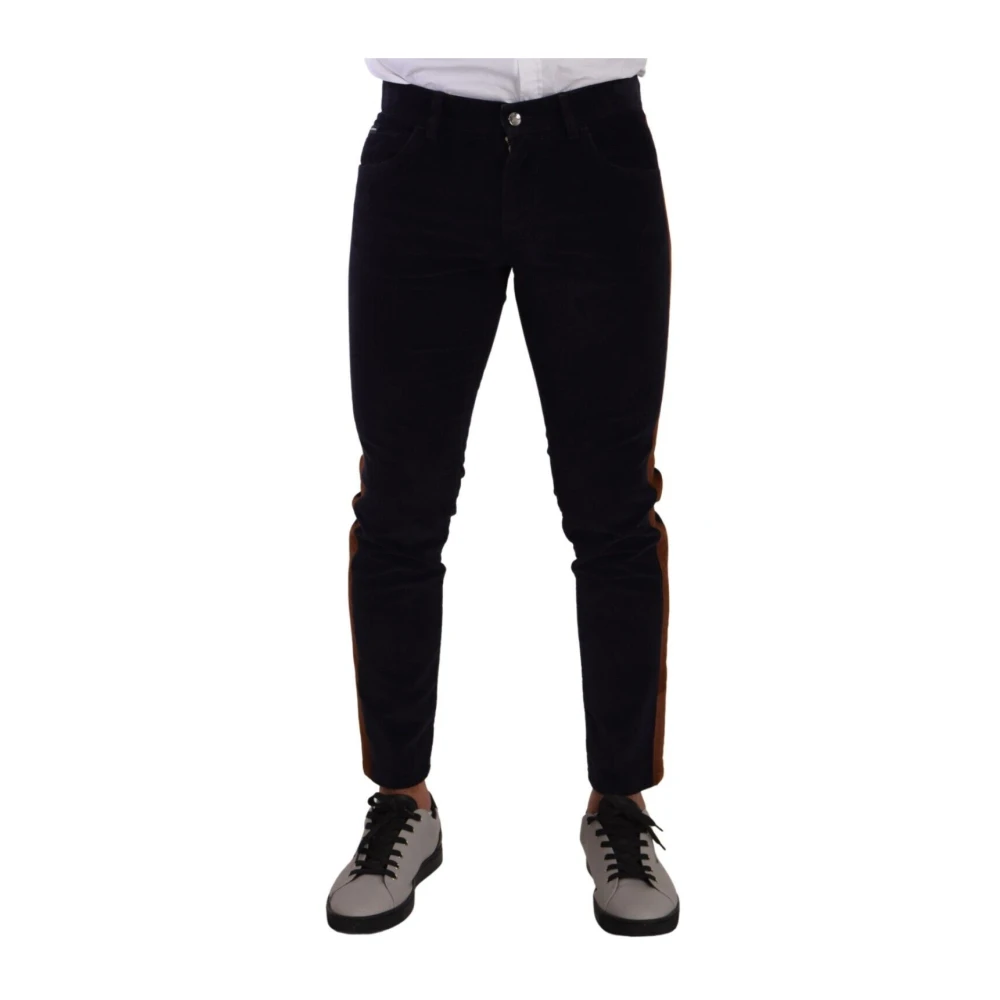 Dolce & Gabbana Men's Blue Cotton Stretch Skinny Corduroy Jeans - Slim Fit Jeans - M - Jeans