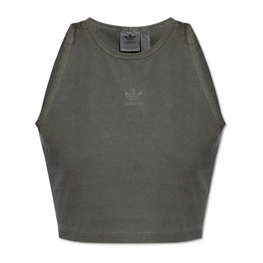 Adidas Originals Grijze Crop Tank Top Slim Fit Gray Dames