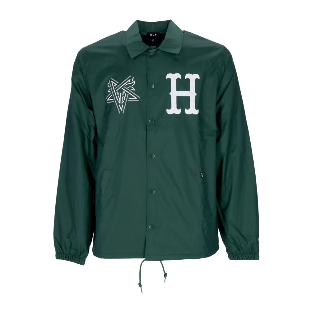 Huf Men's Green Forest Coaches Jacket With Thrasher - Light Jackets - S - Jackets